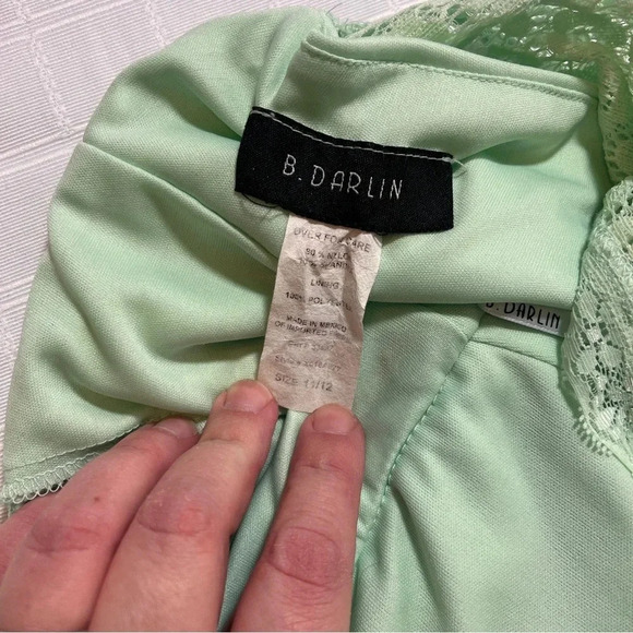 B Darlin Mini Mint Green Lace Overlay Juniors 11/12 Dress Prom/Graduation - Picture 9 of 11